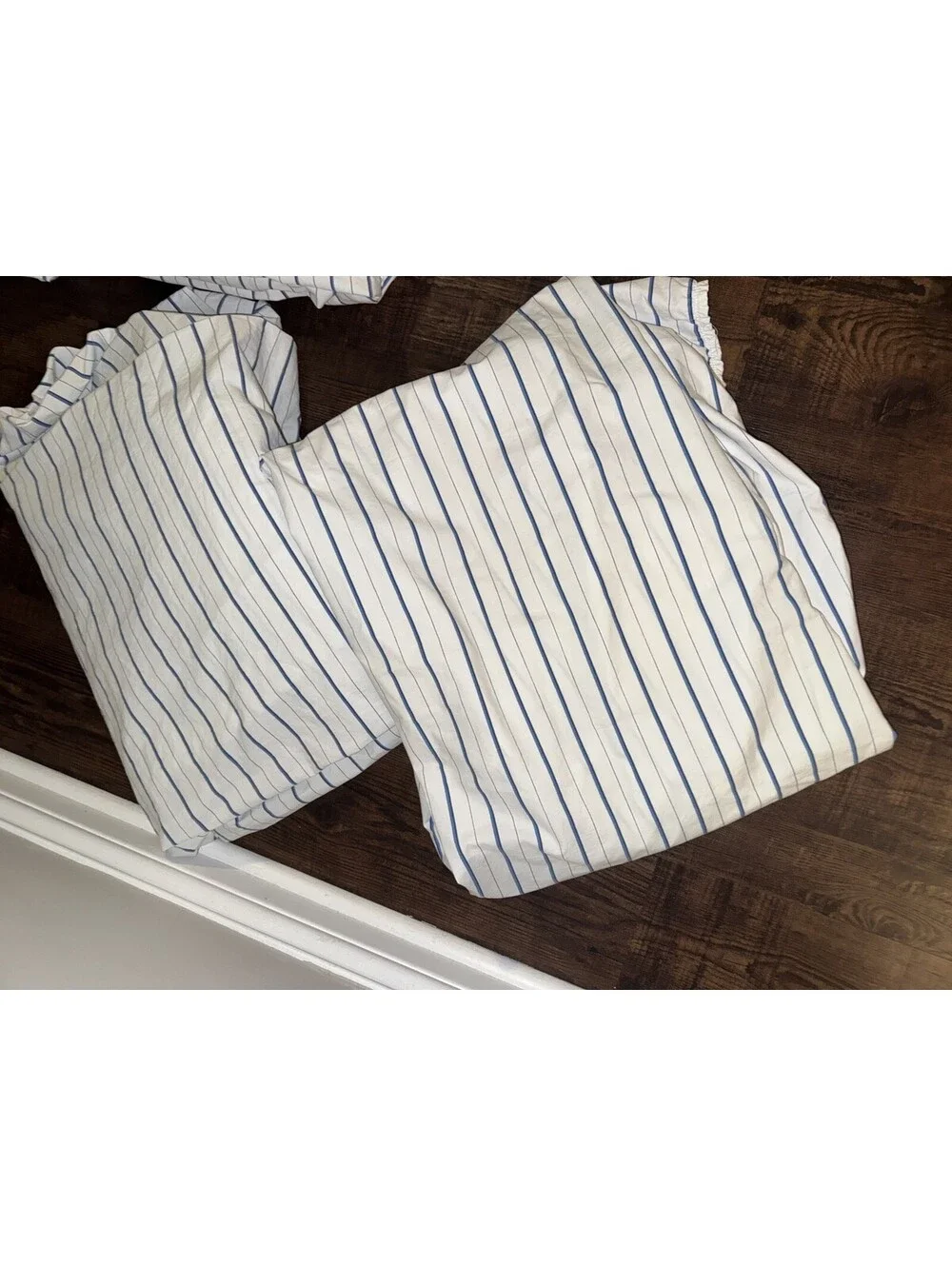 Ralph Lauren Jonquil Blue Porcelain Blue White Stripe Twin Sheet Sets